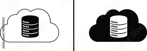Cloud computing database icon for online data storage and server hosting