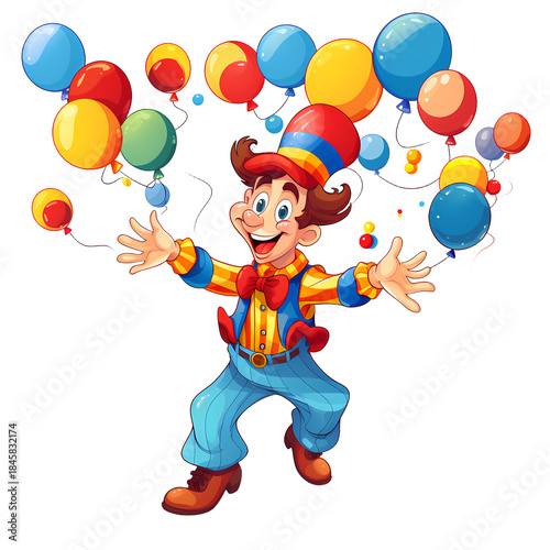 Joyful clown juggling at theme park