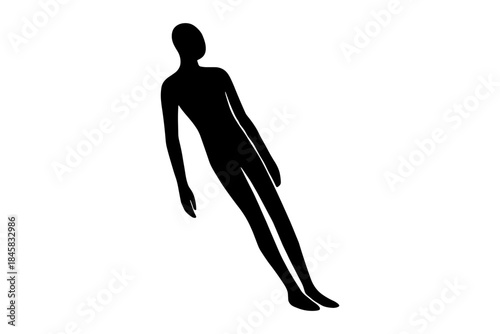 Elegant silhouette of stylish woman in graceful pose with minimalist design