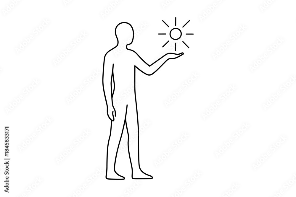 Fototapeta premium Human silhouette holding sun in outstretched hand