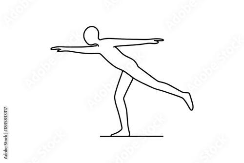 Minimalist silhouette of ice skater performing graceful pose on ice