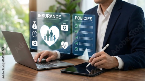 Wallpaper Mural powerfully represents the concept of managing and selecting insurance policies—specifically health, life, and family protection—using modern digital tools. Torontodigital.ca