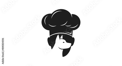 Chef dog wearing a toque ready to cook delicious meals in the kitchen.