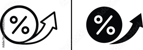 Percentage Increase Icon. Rising Interest Rate, Growth, and Vector