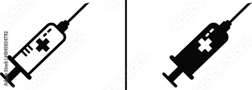 Medical Syringe Icon. Vaccine Injection, Treatment, and Healthcare Vector