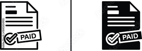 Paid Invoice Icon. Receipt, Settled Account, Proof of Payment Vector