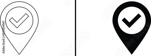 Verified Location Icon. Destination Reached, Check-in, and Map Pin Vector