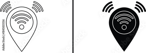 Wi-Fi Hotspot Icon. Wireless Location Pin, Signal Marker, and Web Vector