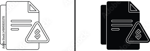 Financial Warning Icon. Audit Alert, Unpaid Invoice, and Risk Vector