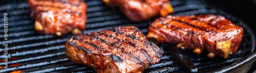 Grilled Ribeye Steak on Cast Iron, BBQ ,Steakhouse