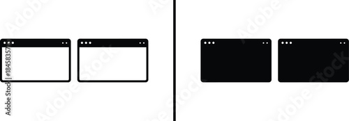 Dual Browser Window Icon. Comparison, Split View, Interface, Tabs, and Screen Vector
