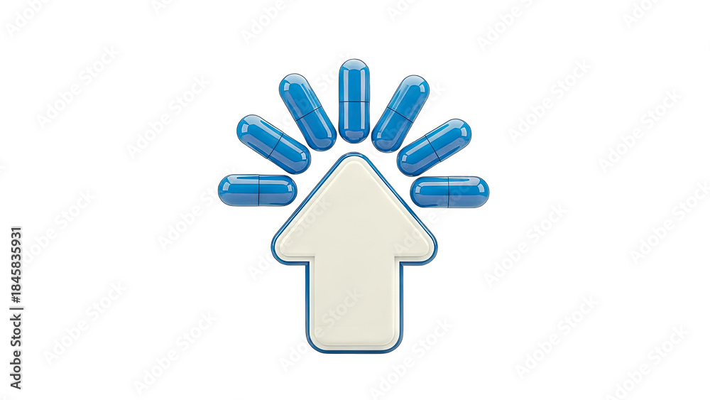 Fototapeta premium Medical Pills Rising Up Arrow - Healthcare Concept