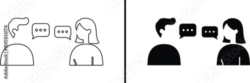 Conversation Icon. Dialogue, Two People Chat, Communication, and Discussion Vector