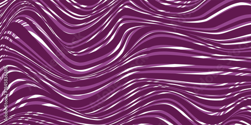 Purple abstract wavy stripes seamless background with flowing curves