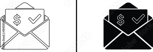 Verified Payment Icon. Approved Funds, Money Check, Financial Success, and Bill Vector