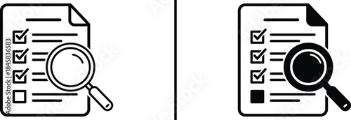 Checklist Audit Icon. Document Inspection, Compliance Review, Verification, and QA Vector