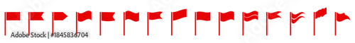 Set of red different flag icons