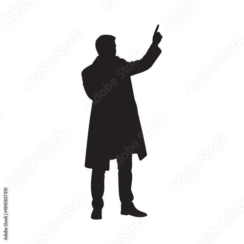 Silhouette of a person gesturing with their hand