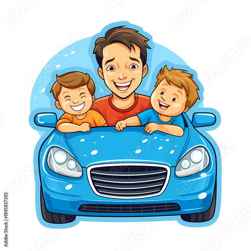 Family Car Wash Sticker Template Illustration
