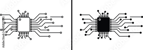 Microchip Icon. CPU, Integrated Circuit, Technology, Hardware, and AI Vector