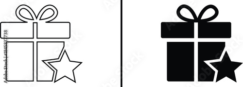 Premium Gift Box Icon. Starred Present, Reward, Promotion, Bonus, and Offer Vector