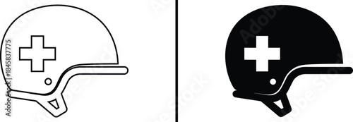 Combat Medic Helmet Icon. Military Health, Safety Gear, First Responder, and Protection Vector