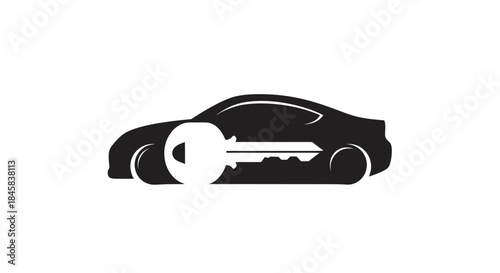 Car Key Silhouette Symbolizing Automotive Services and Transportation.