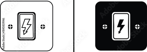 Power Switch Icon. Circuit Breaker, Electrical Control, and Main Disconnect Vector
