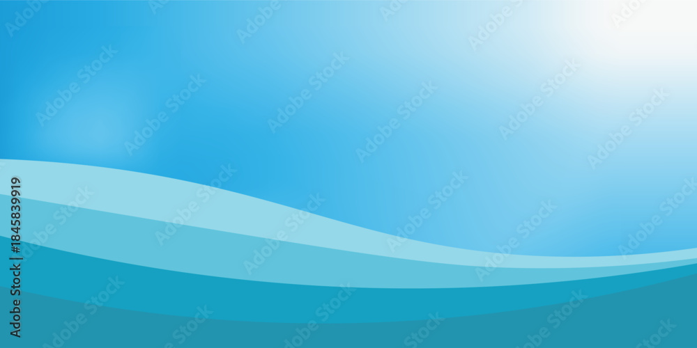 Fototapeta premium Abstract blue ocean pattern with flowing curves and smooth lines. Modern marine background features horizontal aqua shapes. Fresh summer illustration for design templates.