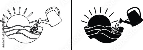 Growth Icon. Seedling, Watering, Gardening, New Beginnings, and Investment Vector