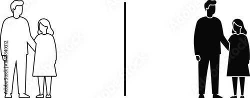 Father and Daughter Icon. Guardian, Child, Family, Support, and Care Vector