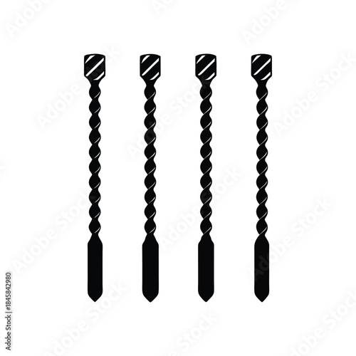 Masonry drill bit set industrial construction tool icon vector