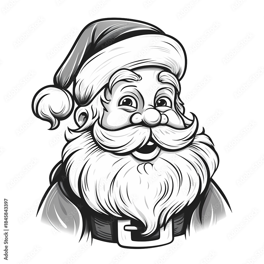 Obraz premium Detailed Santa Claus Smile Sketch Illustration
