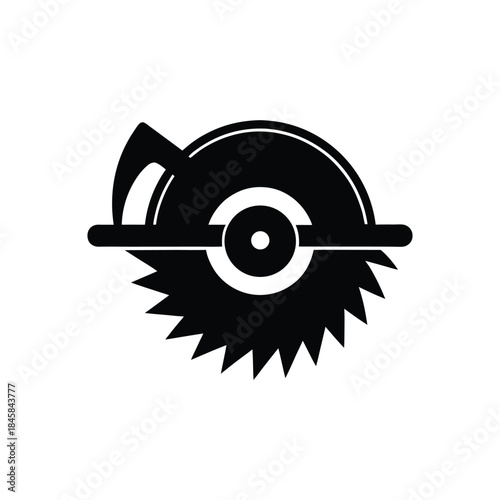 Circular saw blade power tool icon industrial cutting equipment vector