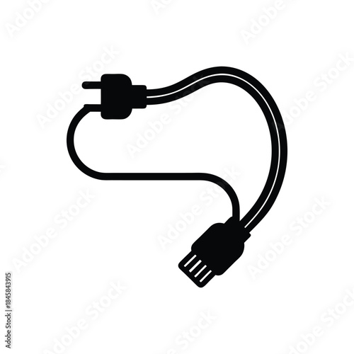 Electric power cable silhouette minimal digital device charging design vector illustration