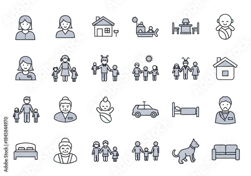 Icons isolated on transparent background