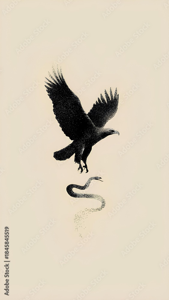 Fototapeta premium an eagle hunting a snake