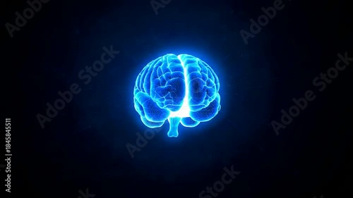 Wallpaper Mural Glowing blue neon human brain with intricate neural pathways illuminated against deep black background Torontodigital.ca