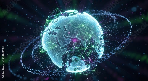 Wallpaper Mural Digital futuristic earth global network. Global connectivity and modern information technology concept. World map for communication. Torontodigital.ca