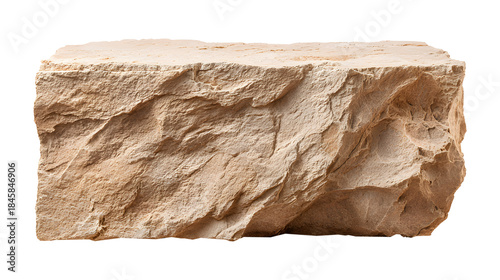 Rough sturdy sandstone block platform isolated on transparent background