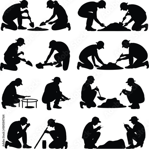 Archaeological excavation and fieldwork silhouettes