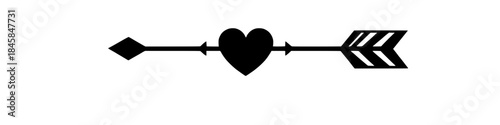 Heart with Arrow Silhouette, Romantic Love Symbol Minimal Design