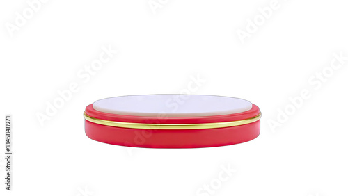 Red and Gold Cosmetic Container Isolated on White