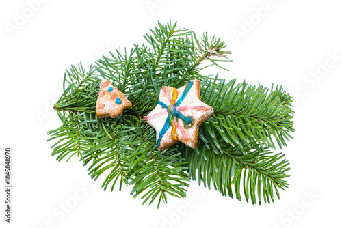 Plätzchen Weihnachtsplätzchen auf Tannengrün Nadelgrün