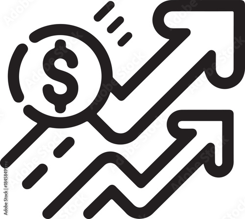 Dollar rate increase vector icon set. Rise cost vector illustration
