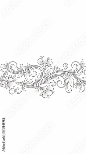 Elegant Floral Ornament: A symmetrical floral ornament showcases the delicate artistry of nature. The image is a harmonious fusion of natural elements, evoking feelings of serenity and grace. 