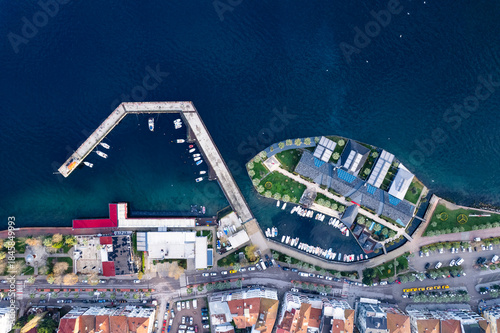 Fototapeta Naklejka Na Ścianę i Meble -  Karamursel, Kocaeli, Turkey. Karamursel is a town and district located in the province of Kocaeli. Aerial shot with drone.