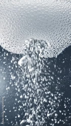 Pouring Water Creates Bubbles, Abstract Macro Shot