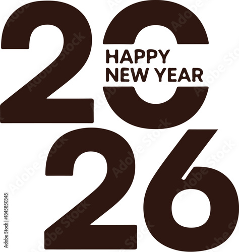2026 happy new year modern vertical typography design minimal numeric celebration concept