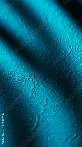 Abstract Turquoise Painted Wall With Shadow Movement, Close Up